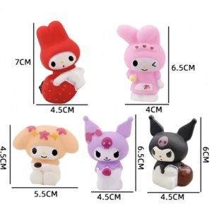 Set 5 tượng Melody và kuromi nhựa mềm.