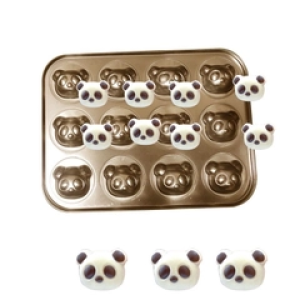 Khuôn inox làm bánh hình đầu GẤU TRÚC (12 lỗ).