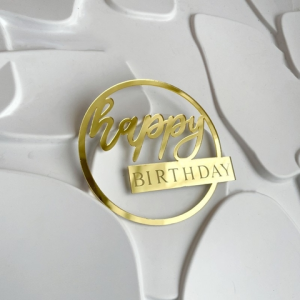 Set 10 mica tròn chữ Birthday ngang in đậm -VÀNG 5627