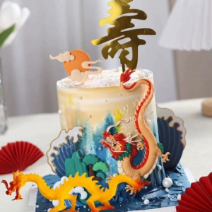 Tượng rồng nhựa lượn sóng -màu vàng.