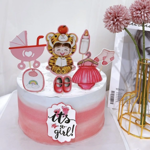 Combo 2 set giấy-Hổ vàng và váy, xe nôi -HỒNG.