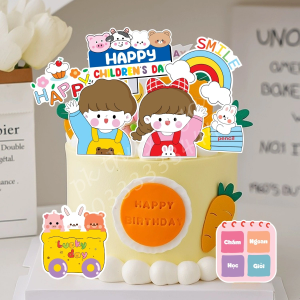 Combo 2 set giấy (1-6) - bé trai, bé gái giơ tay phát biểu