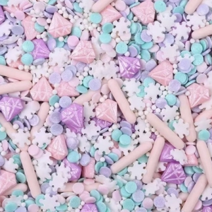 Cốm đường mix mẫu tròn-kim cương (tím-hồng-tráng-xanh) (túi 100gam)