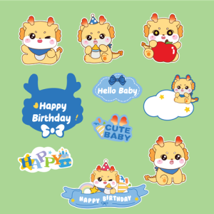 Combo 2 set giấy- mẫu RỒNG baby VÀNG, XANH