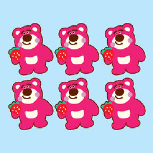 Set 12 thẻ giấy-Gấu dâu (lotso) dáng đứng.