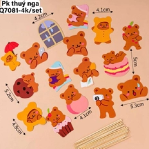 Set giấy 16 chi tiết gấu nâu.