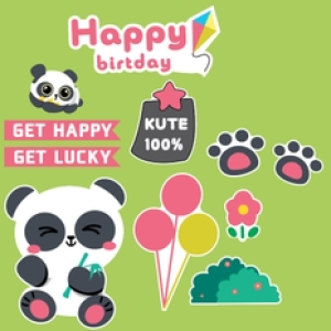 Combo 2 set GẤU TRÚC -bàn chân-chùm bóng.