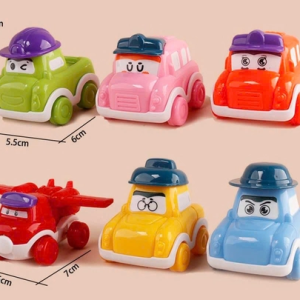 Set 6 ô tô hoạt hình đội mũ (NHỰA NHẸ)