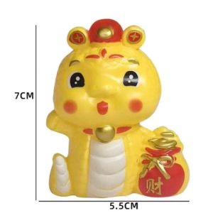 Tượng nhựa cứng-rắn vàng cầm hũ tiền xả kho.