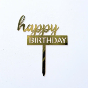 Set 10 mica HPBD chữ Birhday khối chữ in-màu VÀNG