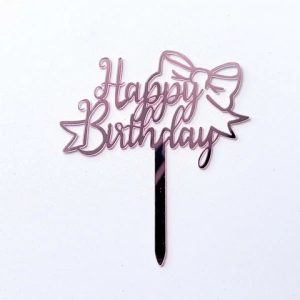 Set 10 mica HPBD gắn nơ lệch-màu HỒNG