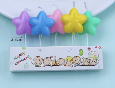 Vỉ 5 cây nến ngôi sao sắc màu
