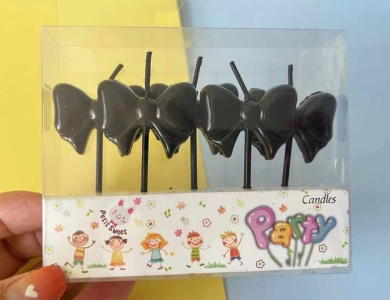Vỉ 5 cây nến hình nơ màu ĐEN