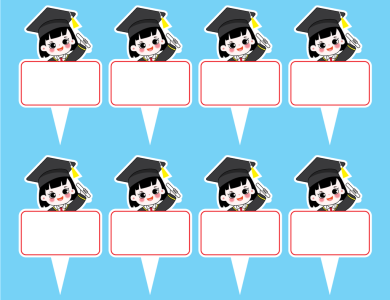 Set 40 thẻ giấy có chân cắm-bé GÁI CỬ NHÂN (MẪU 4)