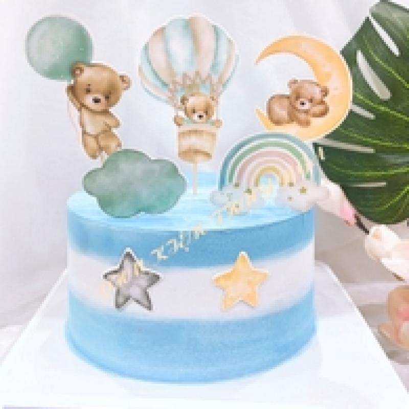 Combo 2 set giấy GẤU khinh khí cầu-XANH.