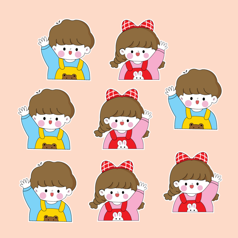 Set 40 thẻ giấy có chân cắm-bé GÁI giơ tay phát biểu
