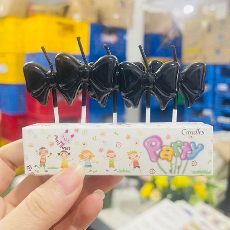 Vỉ 5 cây nến hình nơ màu ĐEN