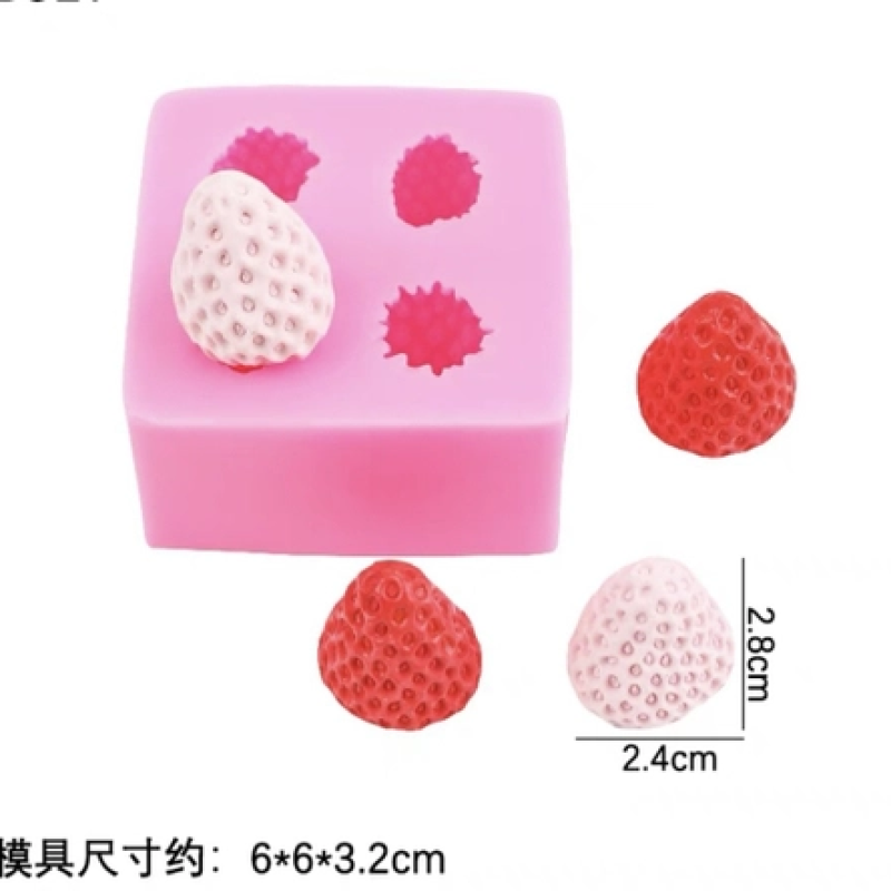 Khuôn silicon-4 quả dâu kích thước nhỏ 2.4x2.8cm