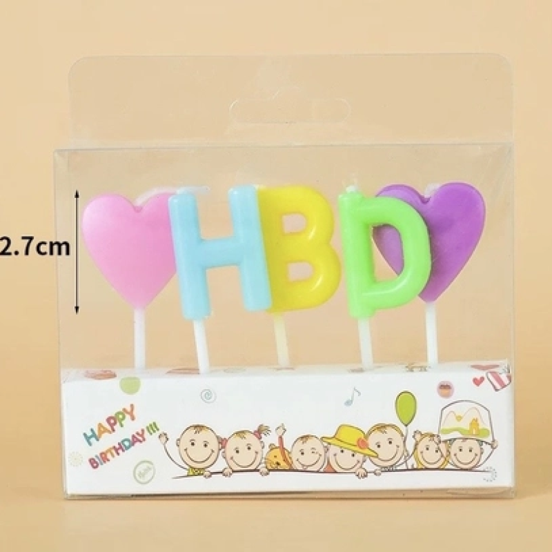 Nến HPBD viết tắt màu nhạt (tím-xanh lá-xanh dương-hồng)