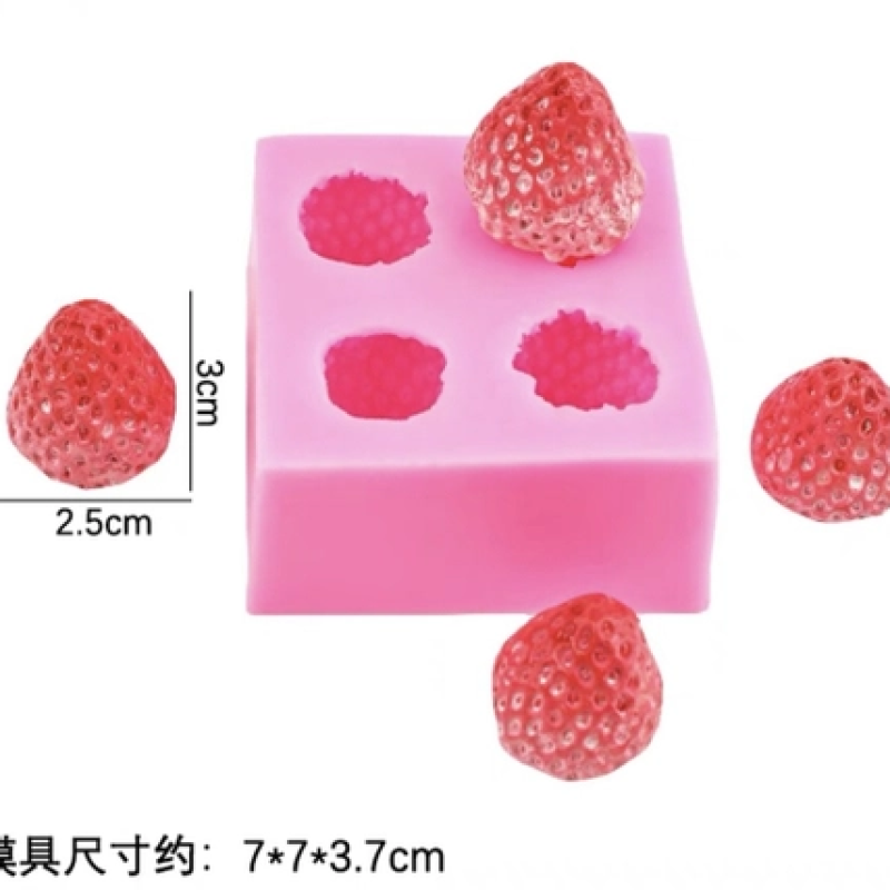 Khuôn silicon-4 quả dâu kích thước TO 2.5x3cm