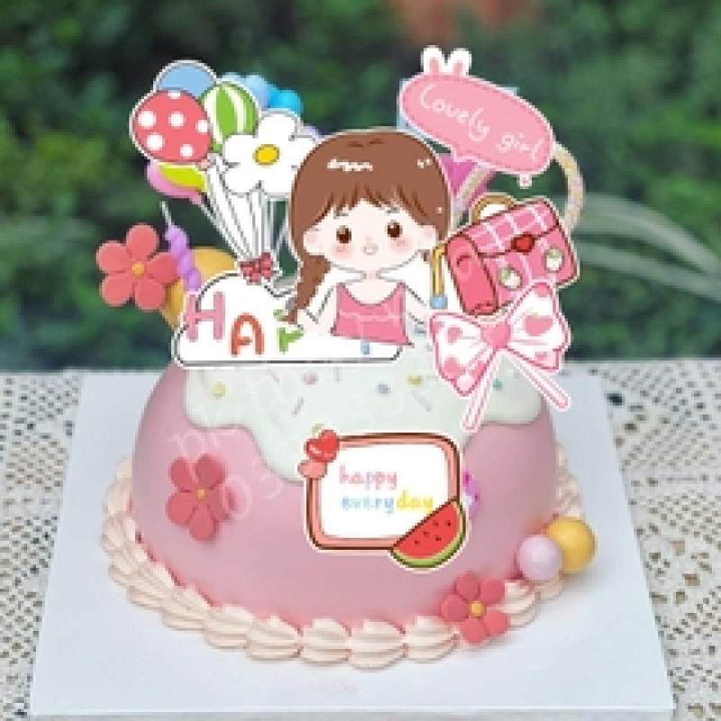 Combo 2 set giấy - bé gái Happy và chùm bóng