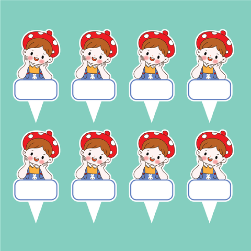 Set 40 thẻ giấy có chân cắm-bé trai mũ đỏ