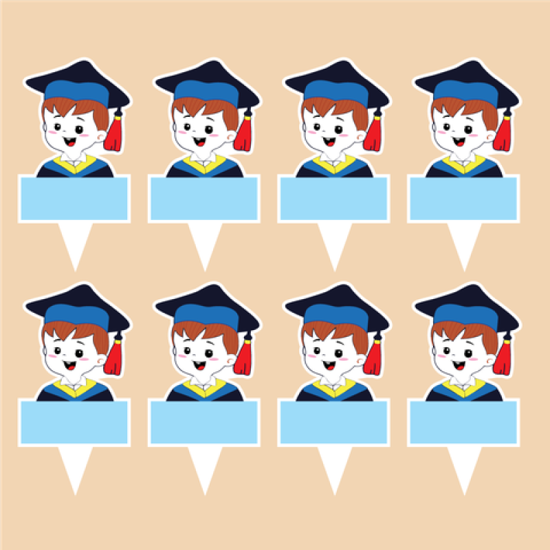Set 40 thẻ giấy có chân cắm-bé TRAI CỬ NHÂN (MẪU 1)