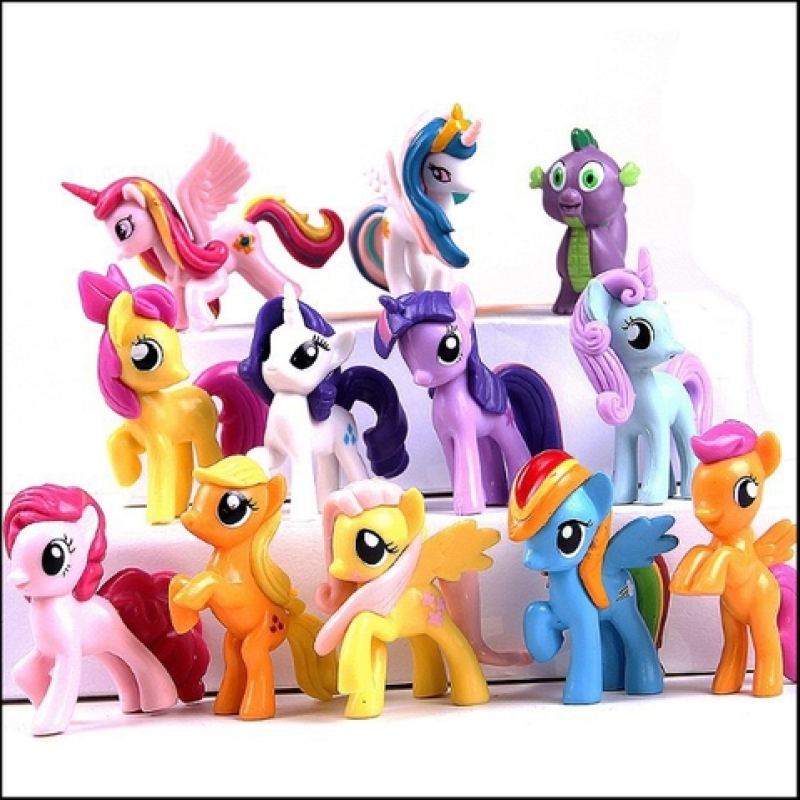 Set 12 ngựa pony nhựa size to (cao 7cm).