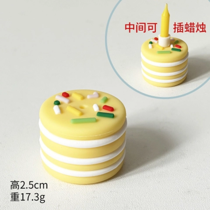 Bánh sinh nhật mini nhựa 1 tầng (có thể cắm nến)-MÀU VÀNG