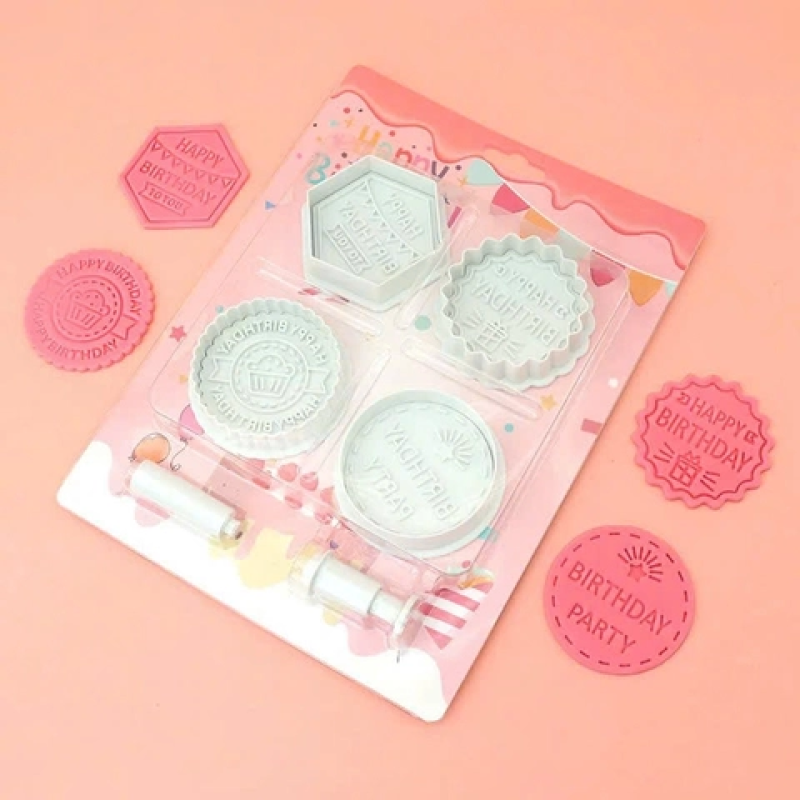 Set khuôn nhấn chữ HPBD (4 hình khối)