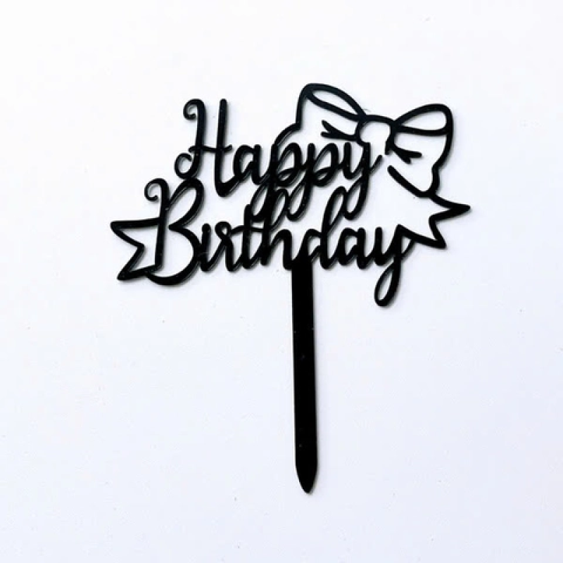 Set 10 mica HPBD gắn nơ lệch-màu ĐEN